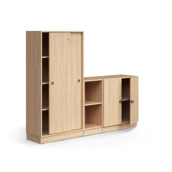 Uzamykateľná skriňa QBUS + 2 otvorené priehradky, so soklom, 1636x2000x420 mm, dub obrázok