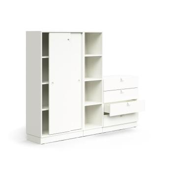 Uzamykateľná skriňa QBUS + 4 otvorené priehradky + 4 zásuvky, so soklom, 1636x2000x420 mm, biela obrázok