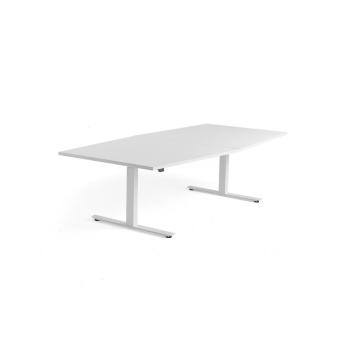 Výškovo nastaviteľný rokovací stôl MODULUS, 2400x1200 mm, biela, biela obrázok