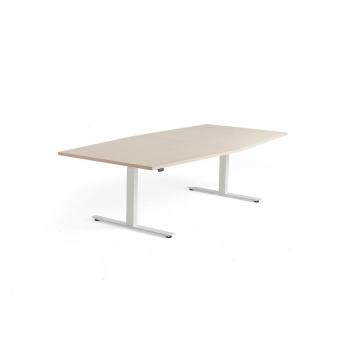 Výškovo nastaviteľný rokovací stôl MODULUS, 2400x1200 mm, biela, breza obrázok