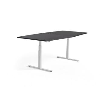 Výškovo nastaviteľný rokovací stôl MODULUS, 2400x1200 mm, biela, čierna obrázok