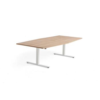 Výškovo nastaviteľný rokovací stôl MODULUS, 2400x1200 mm, biela, dub obrázok
