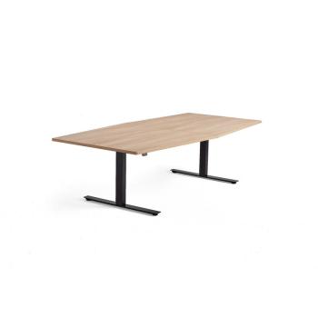 Výškovo nastaviteľný rokovací stôl MODULUS, 2400x1200 mm, čierna, dub obrázok
