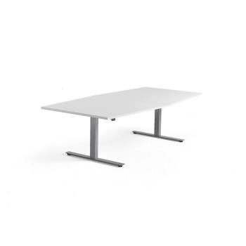 Výškovo nastaviteľný rokovací stôl MODULUS, 2400x1200 mm, strieborná, biela obrázok