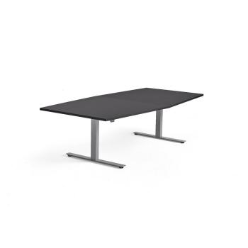 Výškovo nastaviteľný rokovací stôl MODULUS, 2400x1200 mm, strieborná, čierna obrázok