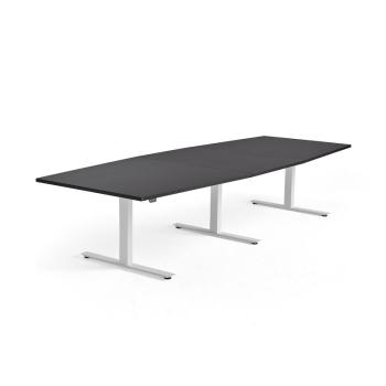 Výškovo nastaviteľný rokovací stôl MODULUS, 3200x1200 mm, biela, čierna obrázok