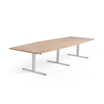 Výškovo nastaviteľný rokovací stôl MODULUS, 3200x1200 mm, biela, dub obrázok
