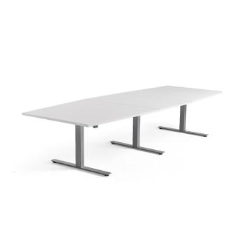 Výškovo nastaviteľný rokovací stôl MODULUS, 3200x1200 mm, strieborná, biela obrázok