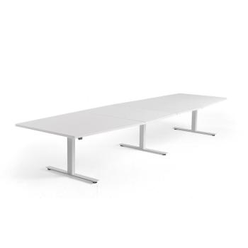 Výškovo nastaviteľný rokovací stôl MODULUS, 4000x1200 mm, biela, biela obrázok