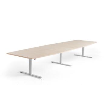 Výškovo nastaviteľný rokovací stôl MODULUS, 4000x1200 mm, biela, breza obrázok