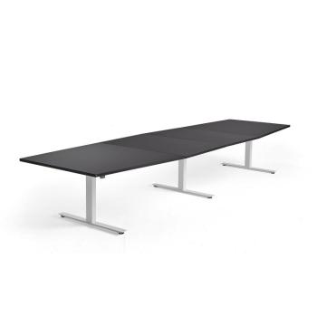 Výškovo nastaviteľný rokovací stôl MODULUS, 4000x1200 mm, biela, čierna obrázok