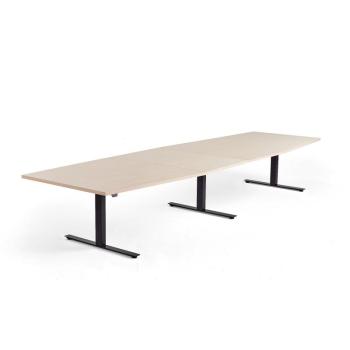 Výškovo nastaviteľný rokovací stôl MODULUS, 4000x1200 mm, čierna, breza obrázok