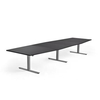 Výškovo nastaviteľný rokovací stôl MODULUS, 4000x1200 mm, strieborná, čierna obrázok