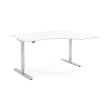 Výškovo nastaviteľný stôl FLEXUS, rohový, 1600x1200 mm, biela obrázok