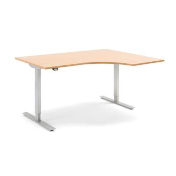 Výškovo nastaviteľný stôl FLEXUS, rohový, 1600x1200 mm, buk obrázok