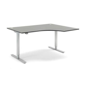 Výškovo nastaviteľný stôl FLEXUS, rohový, 1600x1200 mm, šedá obrázok