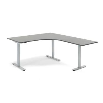 Výškovo nastaviteľný stôl FLEXUS, rohový, 1600x2000 mm, šedá obrázok