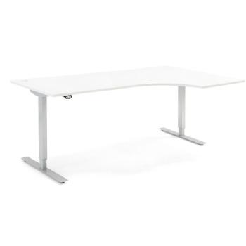 Výškovo nastaviteľný stôl FLEXUS, rohový, 2000x1200 mm, biela obrázok