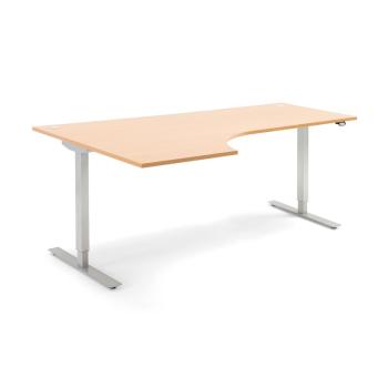 Výškovo nastaviteľný stôl FLEXUS, rohový, 2000x1200 mm, buk obrázok