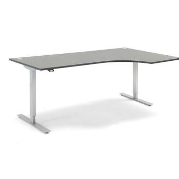 Výškovo nastaviteľný stôl FLEXUS, rohový, 2000x1200 mm, šedá obrázok