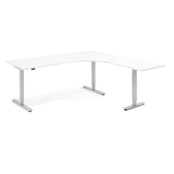 Výškovo nastaviteľný stôl FLEXUS, rohový, 2000x2000 mm, biela obrázok