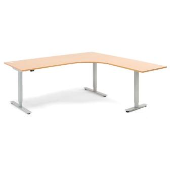 Výškovo nastaviteľný stôl FLEXUS, rohový, 2000x2000 mm, buk obrázok