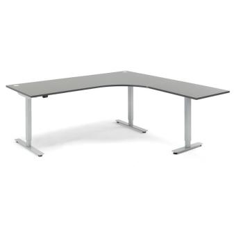 Výškovo nastaviteľný stôl FLEXUS, rohový, 2000x2000 mm, šedá obrázok