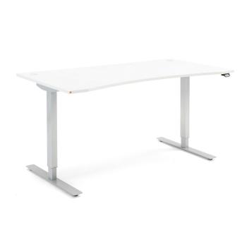 Výškovo nastaviteľný stôl FLEXUS, s vykrojením, 1600x800 mm, biela obrázok