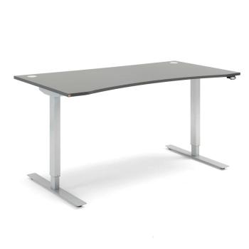 Výškovo nastaviteľný stôl FLEXUS, s vykrojením, 1600x800 mm, šedá obrázok