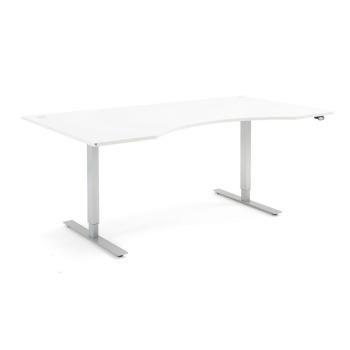 Výškovo nastaviteľný stôl FLEXUS, s vykrojením, 2000x1000 mm, biela obrázok