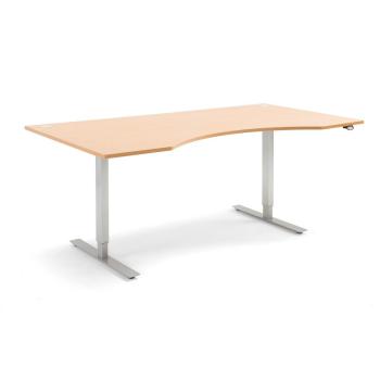 Výškovo nastaviteľný stôl FLEXUS, s vykrojením, 2000x1000 mm, buk obrázok