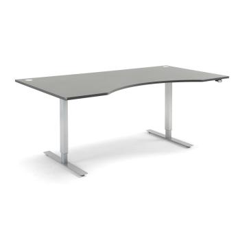Výškovo nastaviteľný stôl FLEXUS, s vykrojením, 2000x1000 mm, šedá obrázok