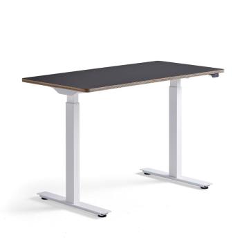 Výškovo nastaviteľný stôl NOVUS, 1200x600 mm, biely rám, čierna doska obrázok