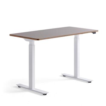 Výškovo nastaviteľný stôl NOVUS, 1200x600 mm, biely rám, ílovošedá doska obrázok