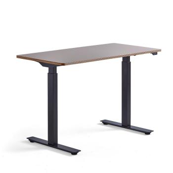 Výškovo nastaviteľný stôl NOVUS, 1200x600 mm, čierny rám, ílovošedá doska obrázok