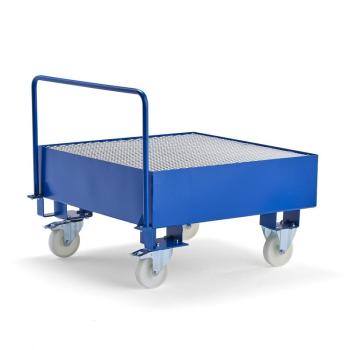 Záchytný vozík pre 1 sud, 950x950 mm, modrý obrázok