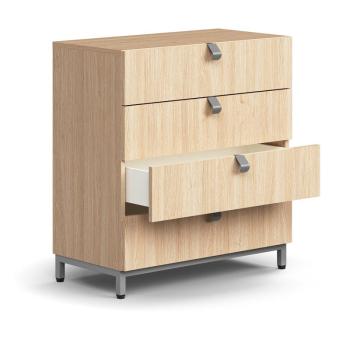 Zásuvkový kontajner QBUS, na nožičkách, s madlom, 868x800x400 mm, strieborná, dub obrázok