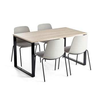 Zostava: stôl Modulus + 4 konferenčné stoličky Langford, šedá obrázok