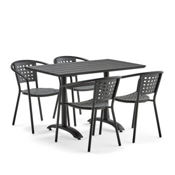 Zostava záhradného nábytku Piazza + Capri, 1 stôl + 4 šedé stoličky obrázok